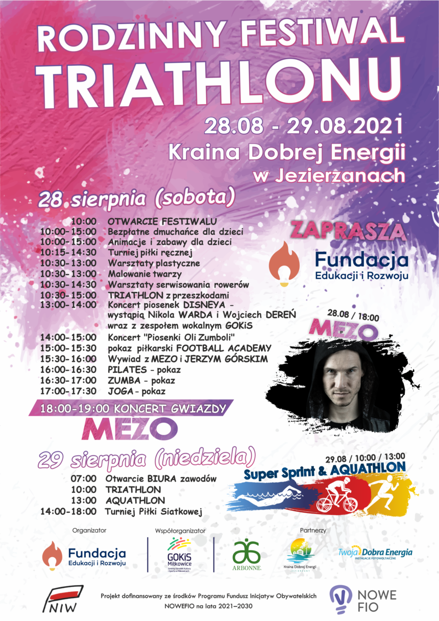 Rodzinny Festiwal Triathlonu w Krainie Dobrej Energii 28-29.8.2021